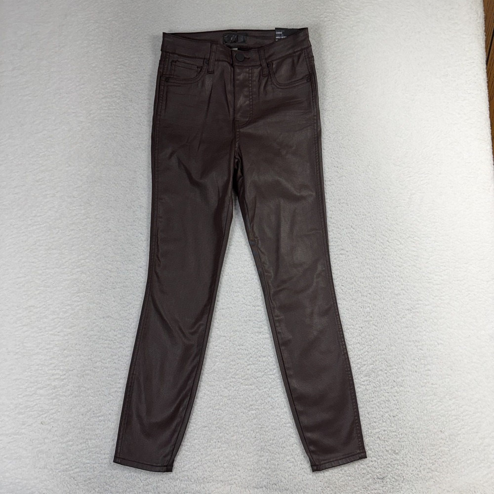 KUT Connie Coated Ankle Skinny Jeans Women's Chocolate NWT Size 0 (25.5x26) NEW